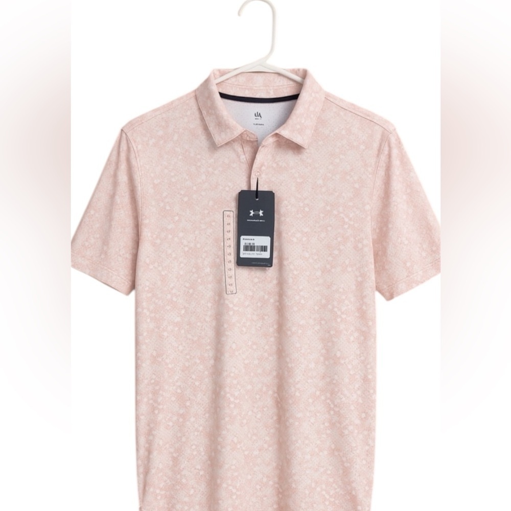 VRST Men’s Small Golf Polo Rose Washed Geo Pink NWT Dri-Fit Mesh Athletic Shirt